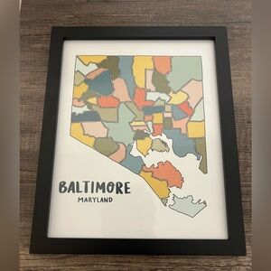 Baltimore Map Art Print with Black Frame
